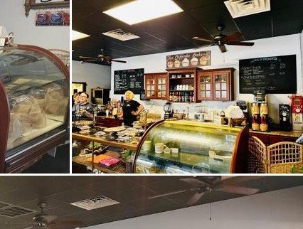 Menu boards behind the counter