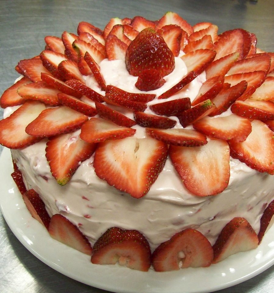 Fresh strawberry cake from the Java Cafe dessert case